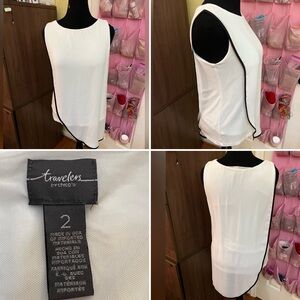 Travelers by Chico's Sz 2 (L/XL) Asymmetrical Off White Sleeveless Top